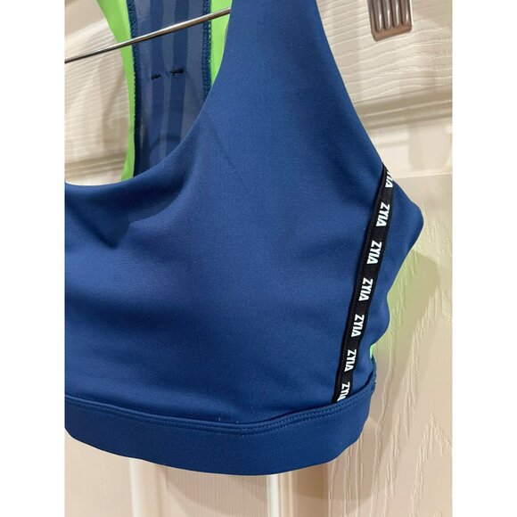 New Zyia Grass On Navy Game Day Light N Tight Sports Bra S Racerback Design Brea - Picture 5 of 5